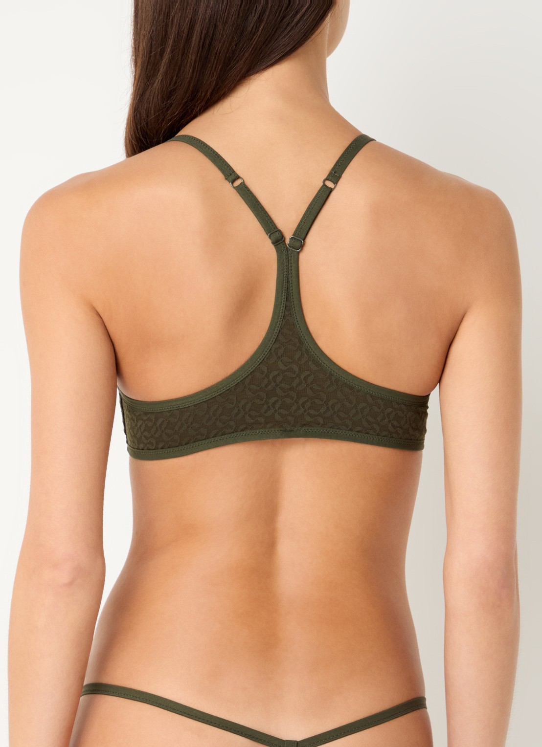 Sarda Asin bralette van kant met logoprint - achterkant 3 legergroen