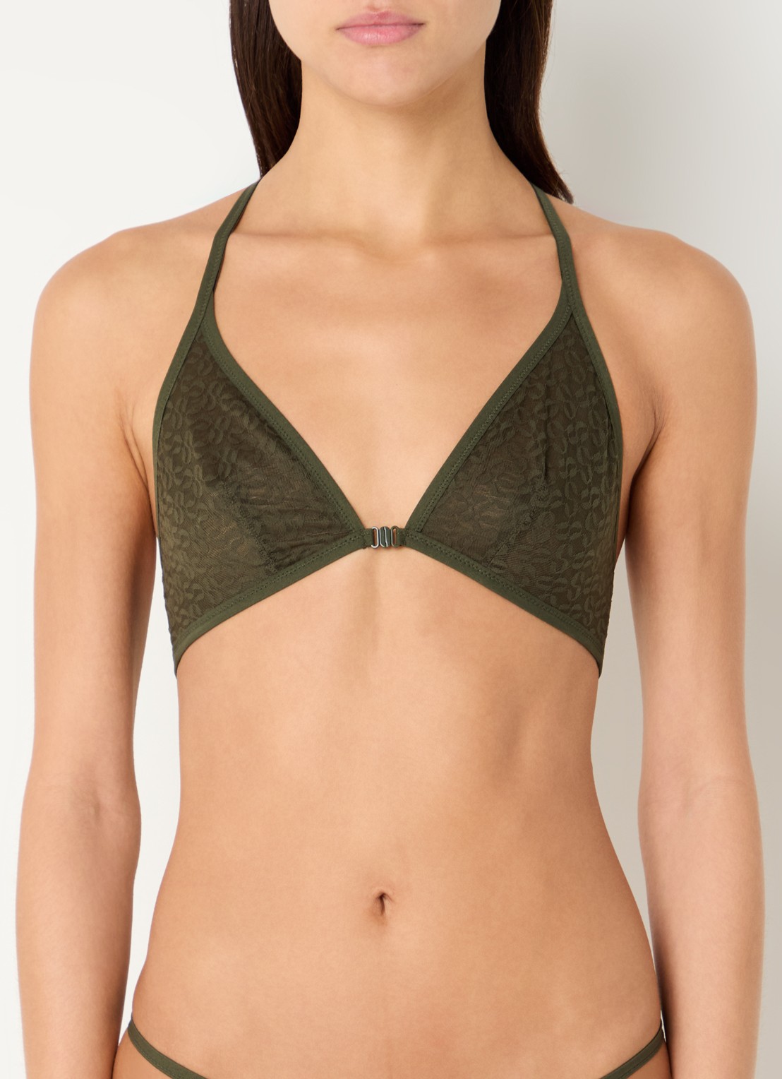 Sarda Asin bralette van kant met logoprint - detail 4 legergroen