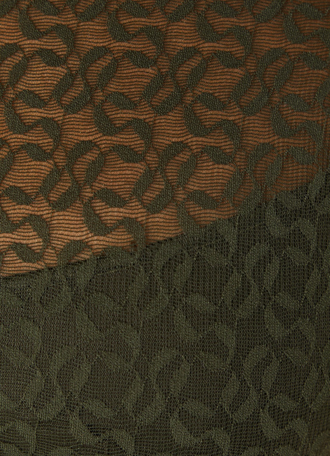 Sarda Asin semi-transparante body van kant met logoprint - detail 3 legergroen