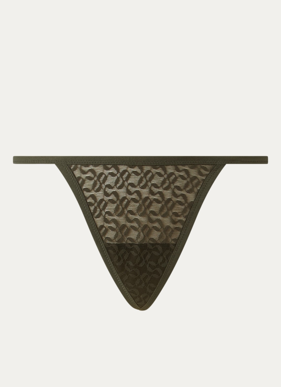Sarda Asin string van kant met logoprint - voorkant 4 legergroen