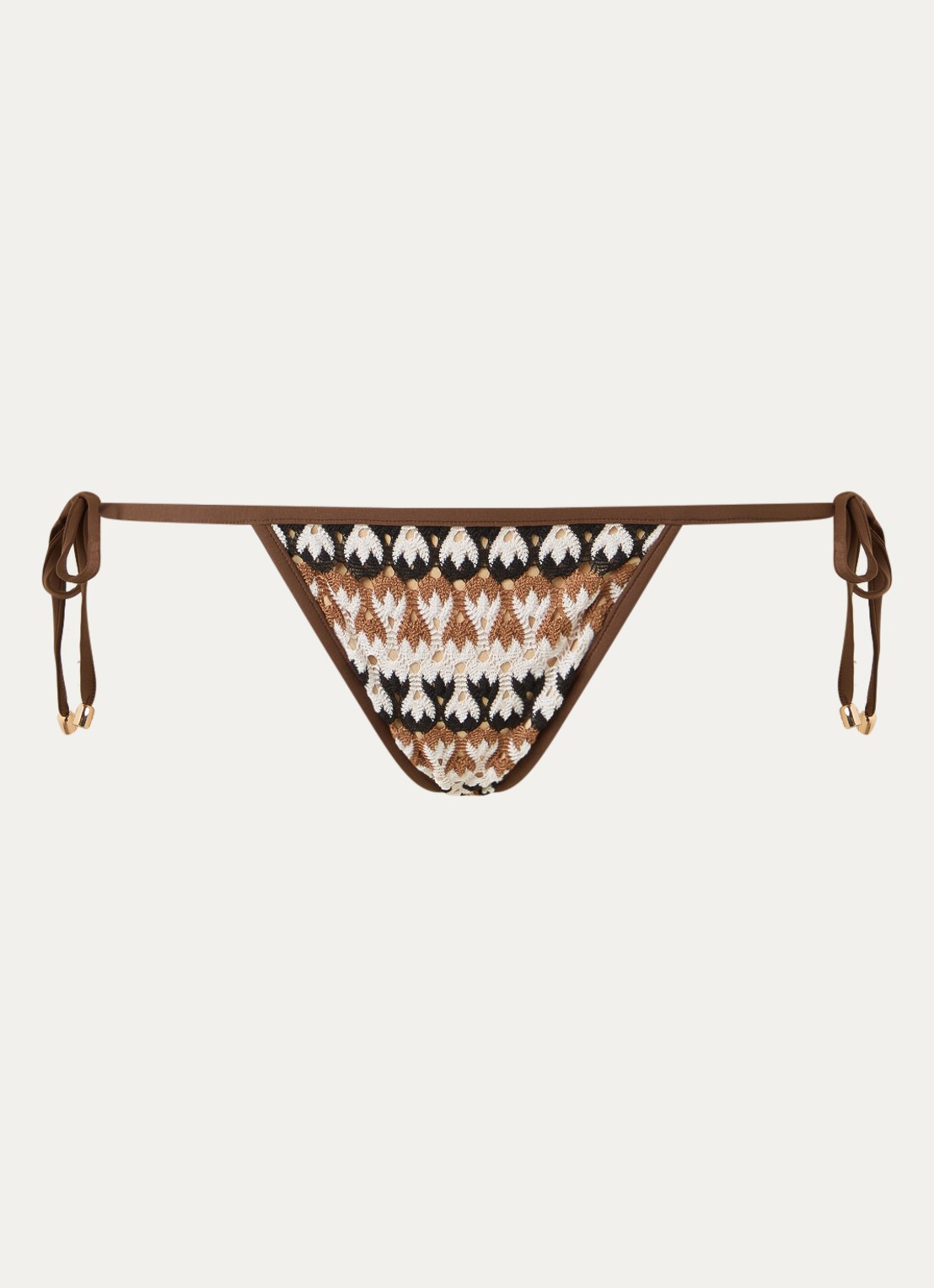 Sarda Biles brazilian bikinislip van crochet - voorkant bruin