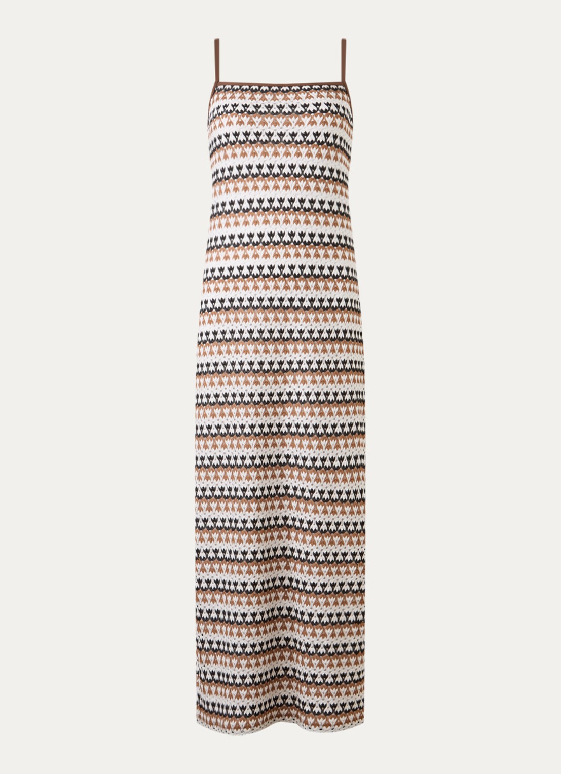 Sarda Biles maxi strandjurk van crochet met print - voorkant 3 zand