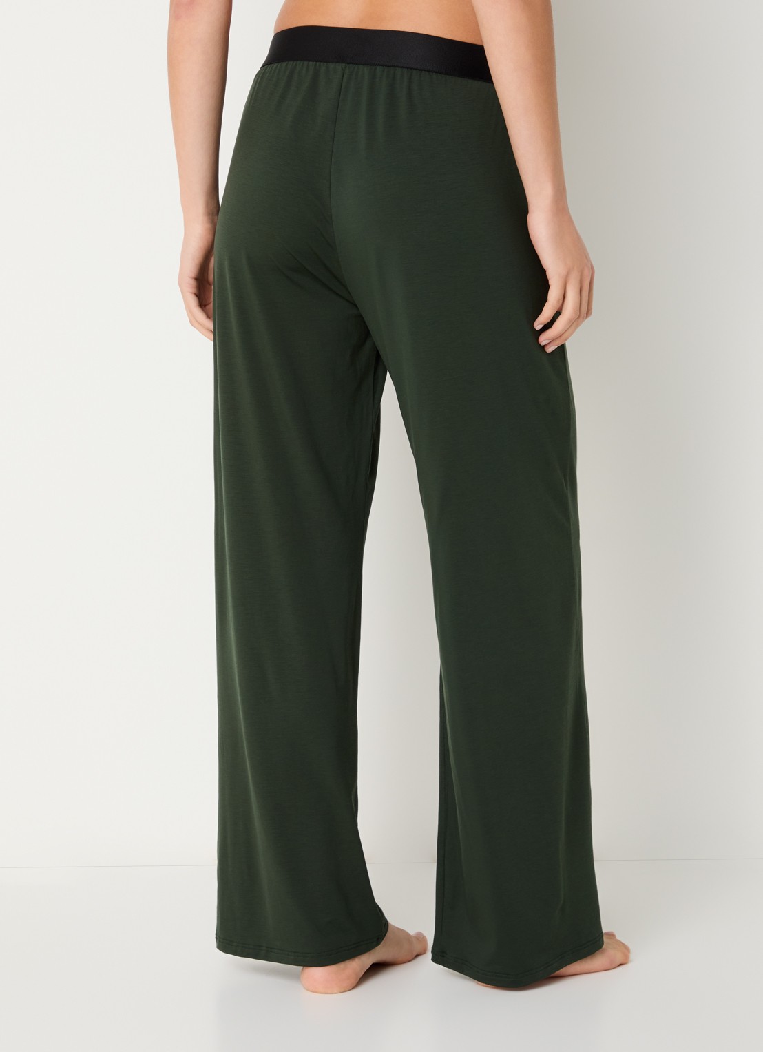Sarda Eliza high waist straight fit joggingbroek met logoband - achterkant legergroen