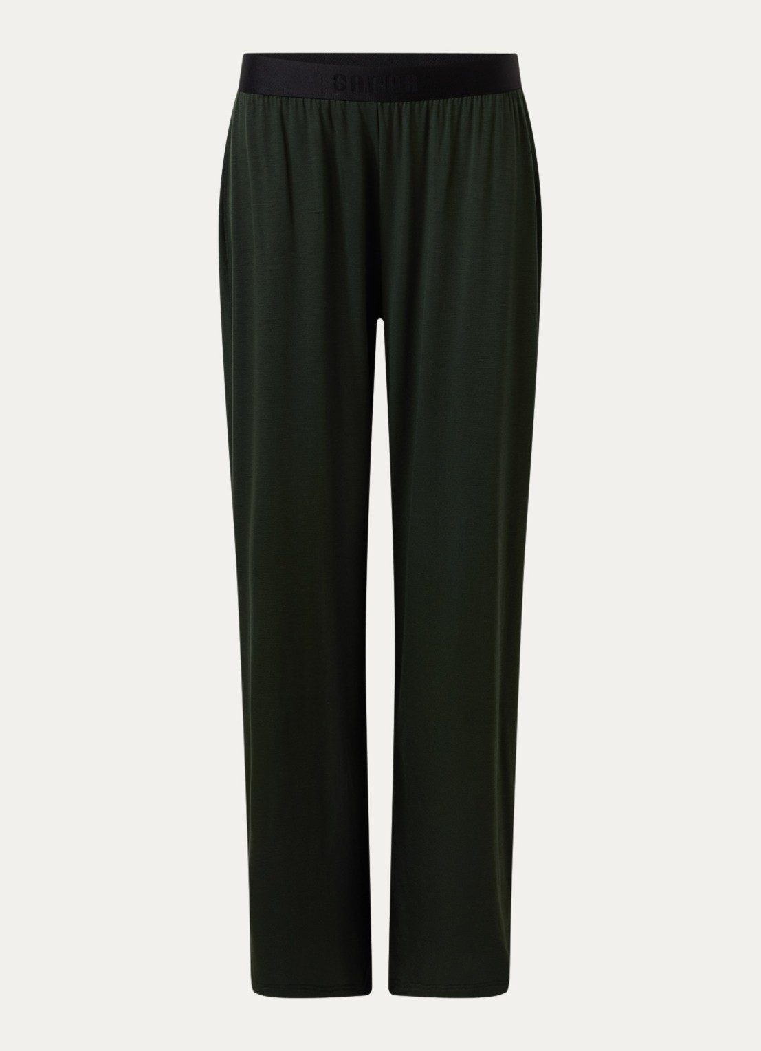 Sarda Eliza high waist straight fit joggingbroek met logoband - voorkant 2 legergroen