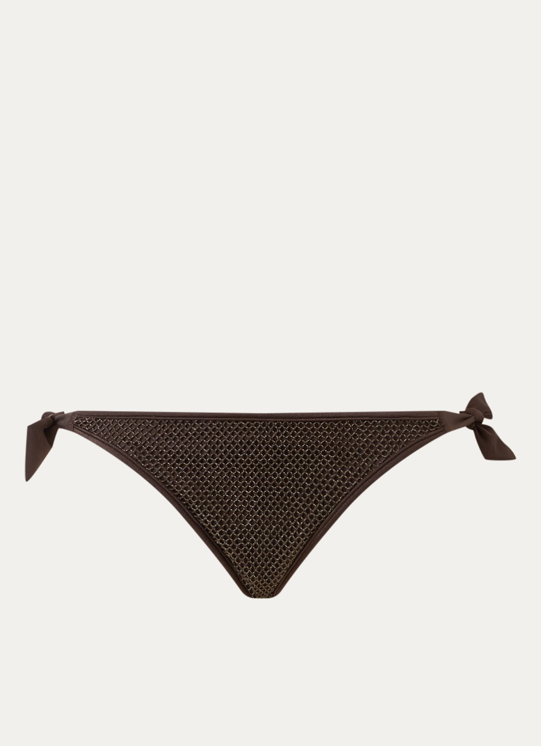 Sarda Janja bikinislip met lurex en geknoopt detail - voorkant 4 donkerbruin