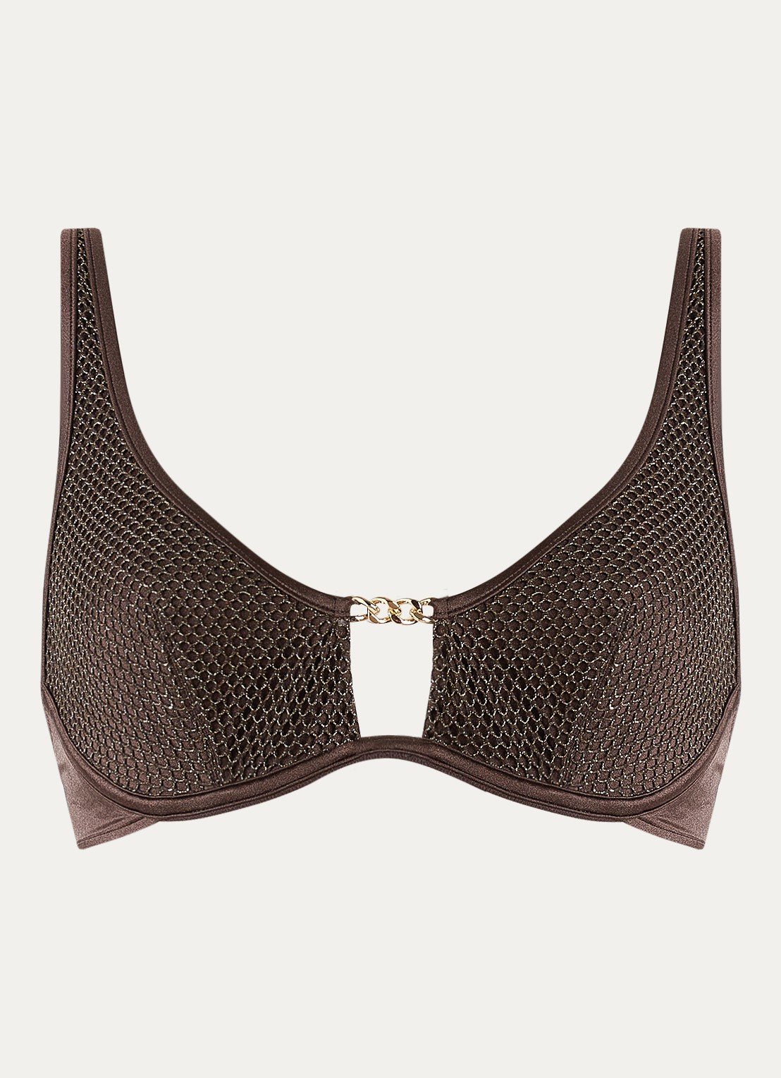 Sarda Janja bikinitop met beugel en lurex  - voorkant 5 donkerbruin