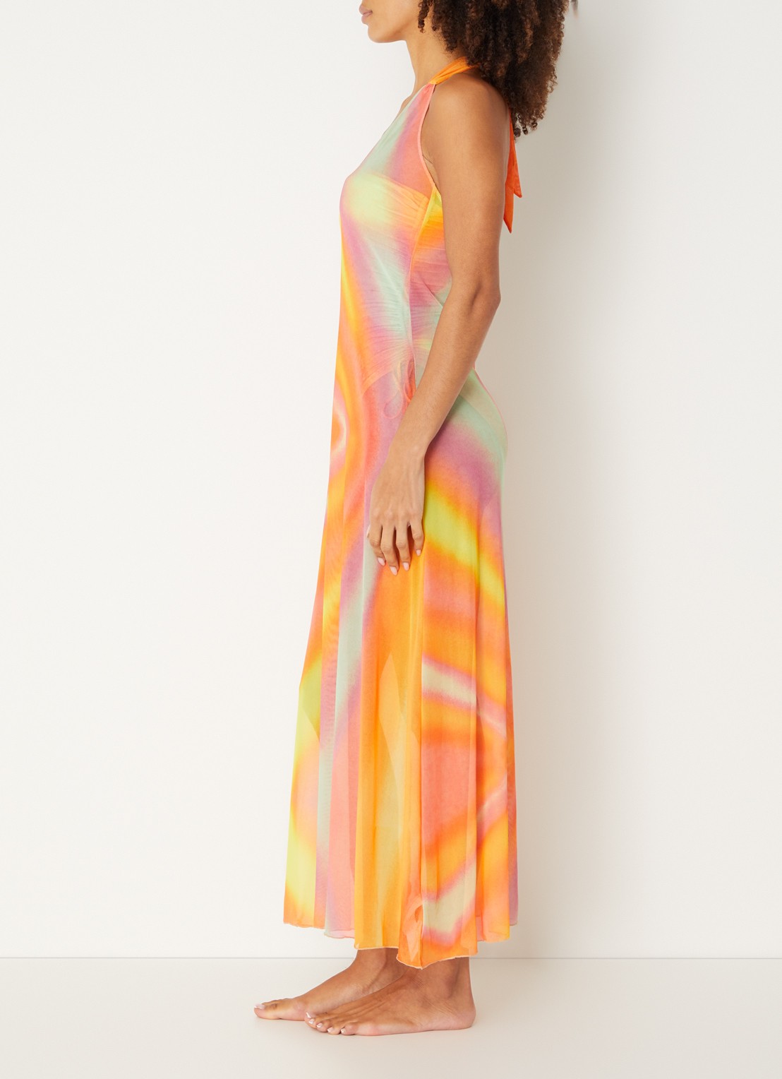 Sarda Kim maxi strandjurk van mesh - voorkant 2 orange
