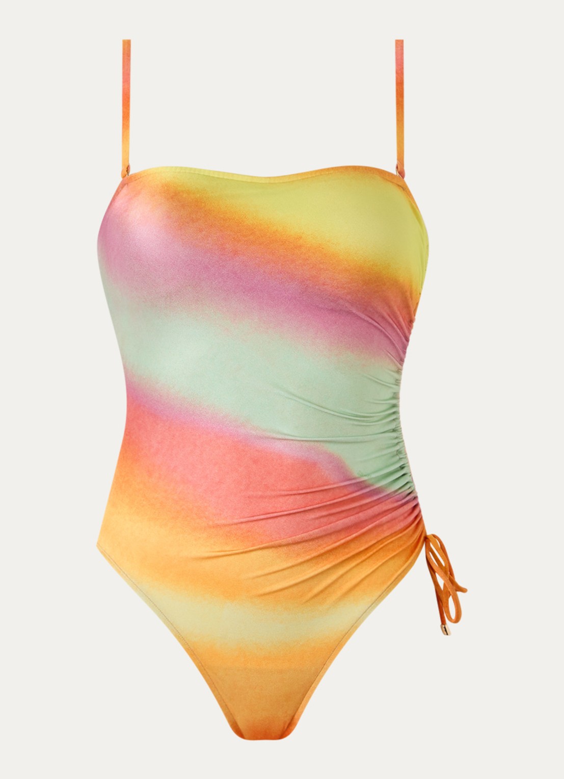 Sarda Kim voorgevormd bandeau badpak met ruches - voorkant 2 orange