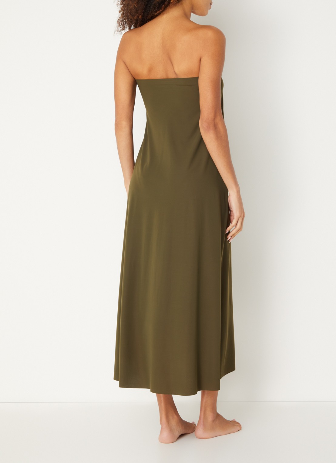 Sarda Lita maxi strandrok met cut-out detail - achterkant 2 olijfgroen