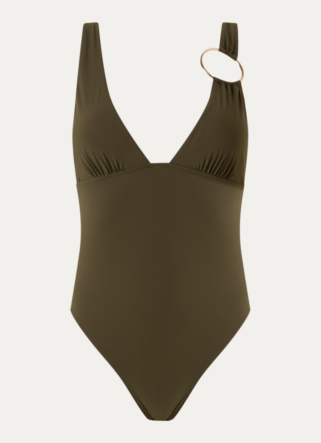 Sarda Lita voorgevormd badpak met cut-out detail - voorkant olijfgroen