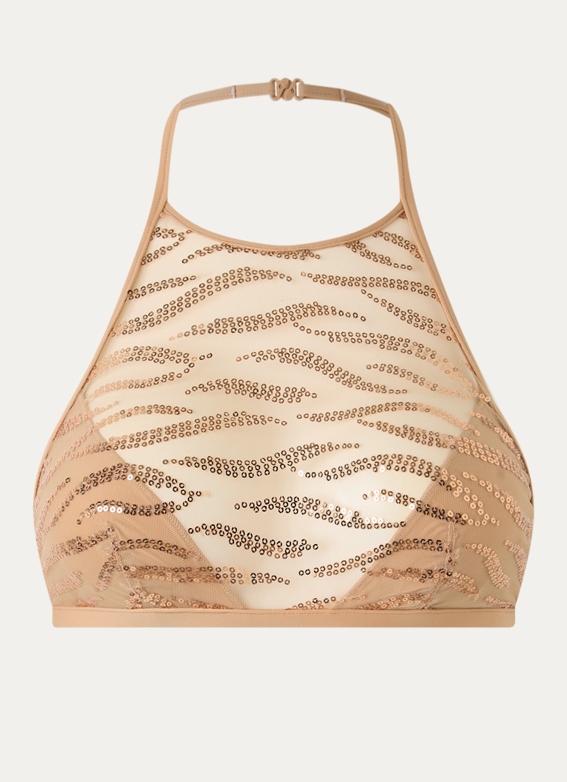 Sarda Milhon bralette van mesh met pailletten - voorkant 3 beige