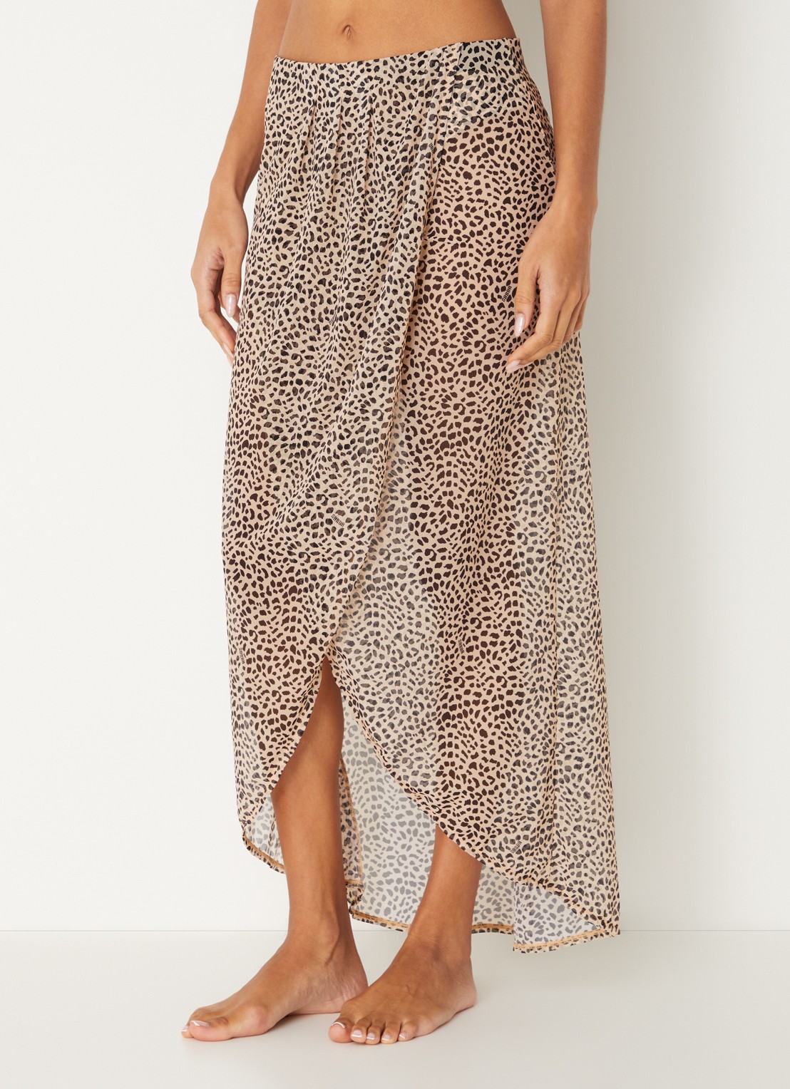 Sarda Pryce maxi strandrok met panterprint - detail beige