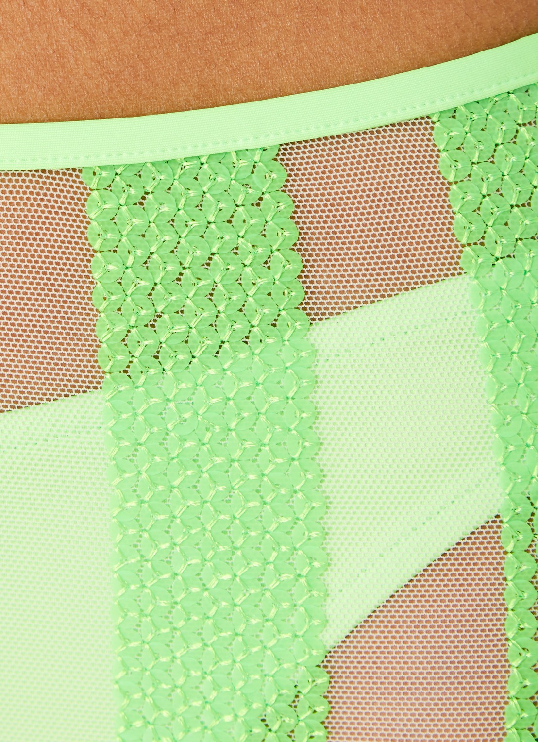 Sarda Sha hipster bikinislip met overlay van mesh - detail 3 neongroen
