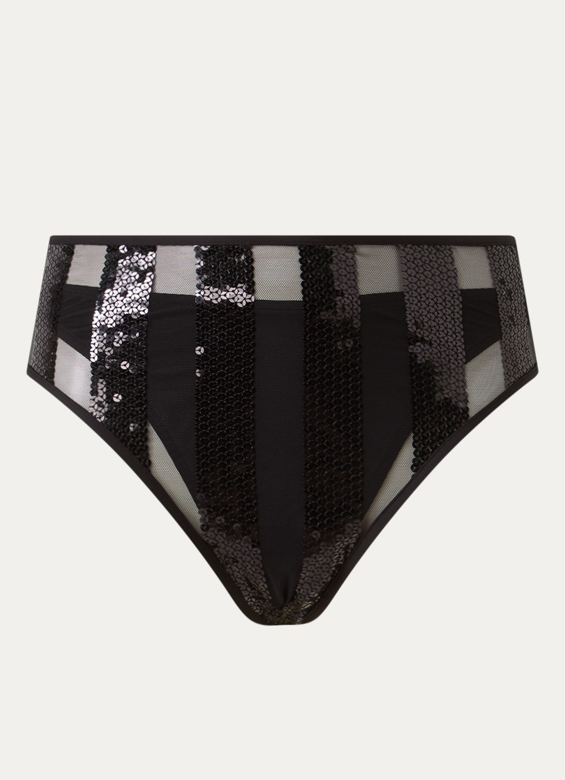 Sarda Sha hipster bikinislip met overlay van mesh - voorkant zwart