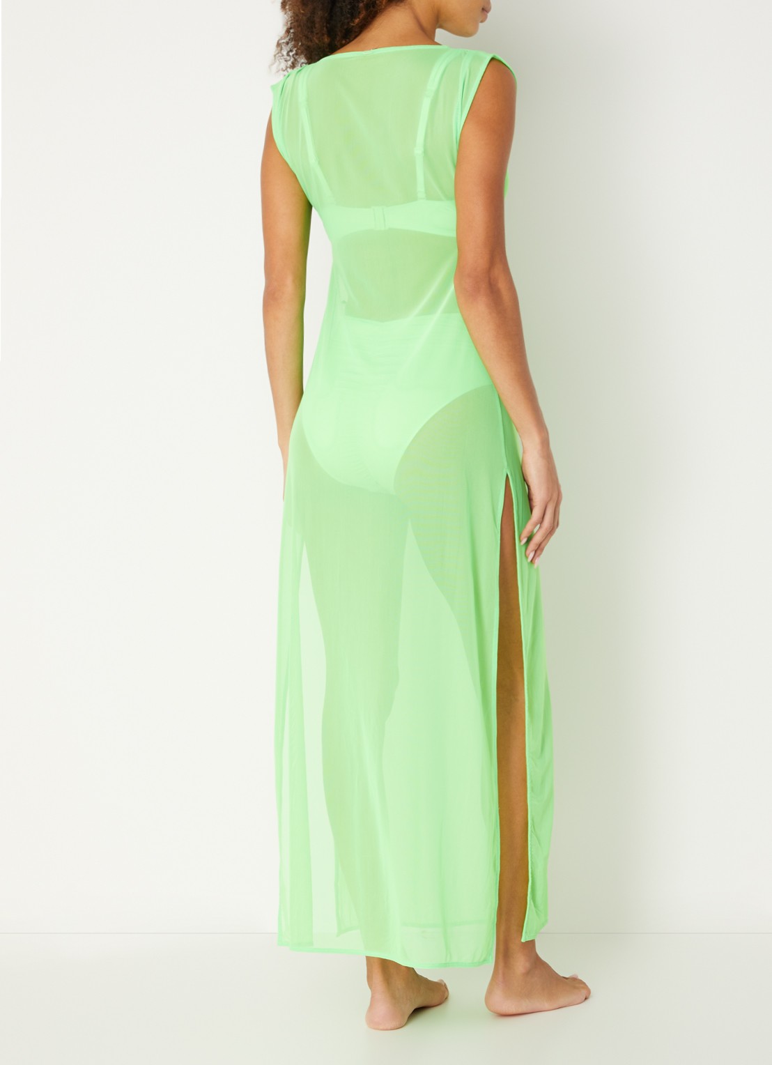 Sarda Sha maxi strandjurk van mesh - achterkant 4 neongroen