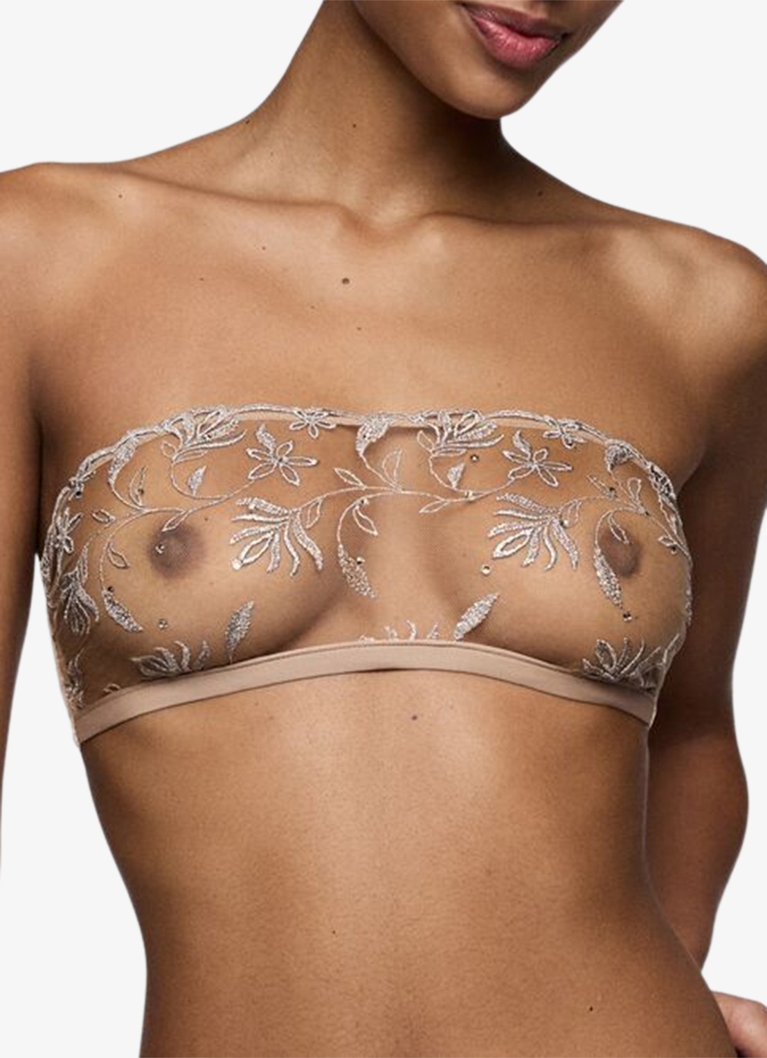 Sarda Shay strapless bh van mesh - detail zilver