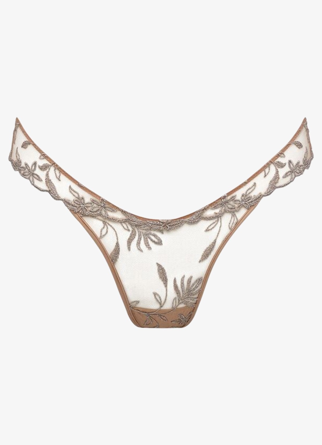 Sarda Shay string van mesh met borduring - voorkant zilver
