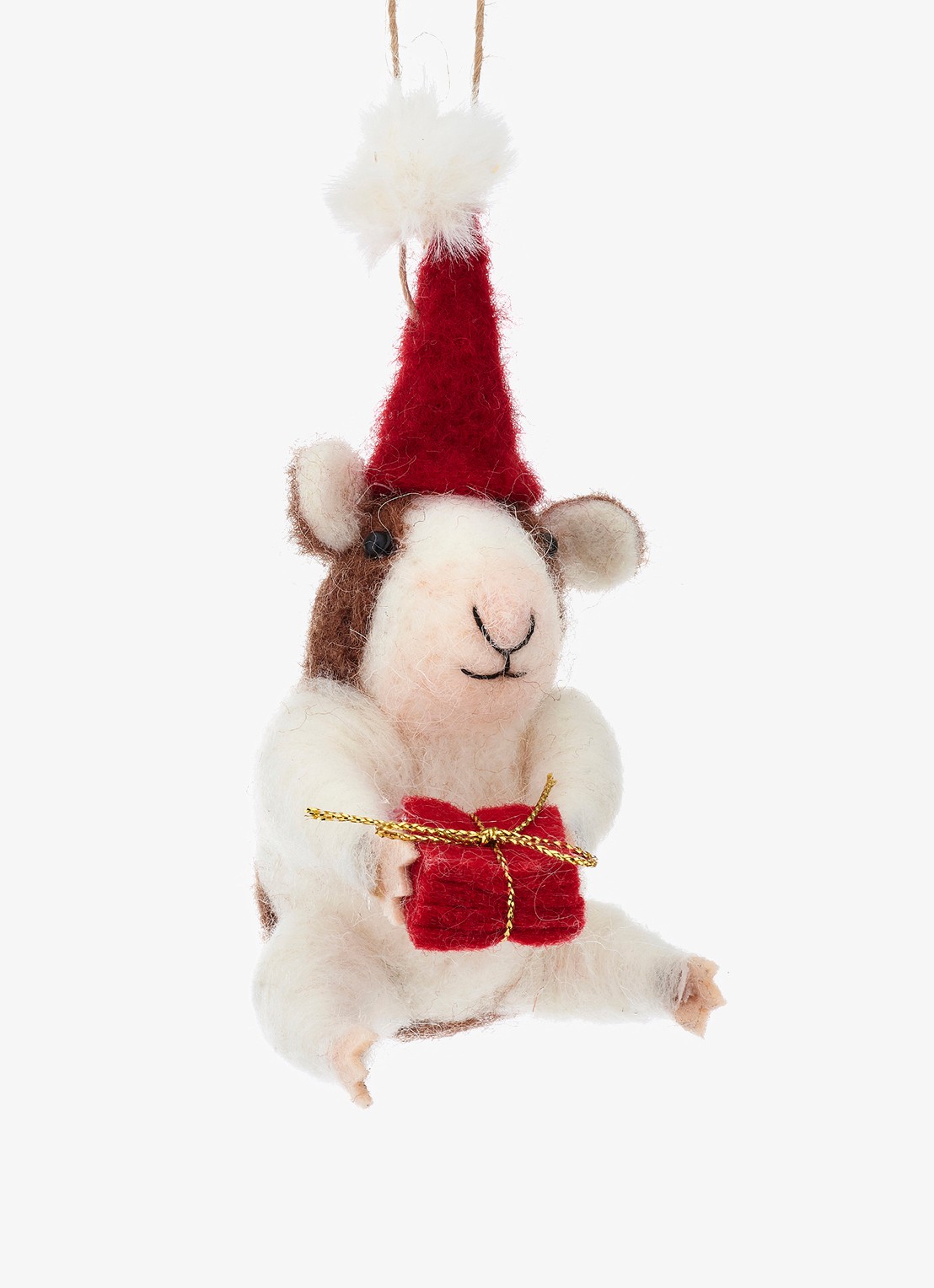 Sass & Belle Cavia kersthanger 11.5 cm - voorkant gebroken wit