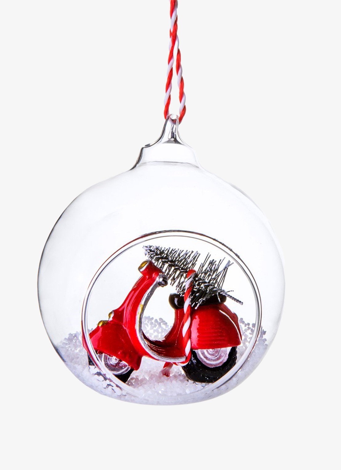 Sass & Belle Coming Home Scooter kerstbal 9 cm - voorkant rood