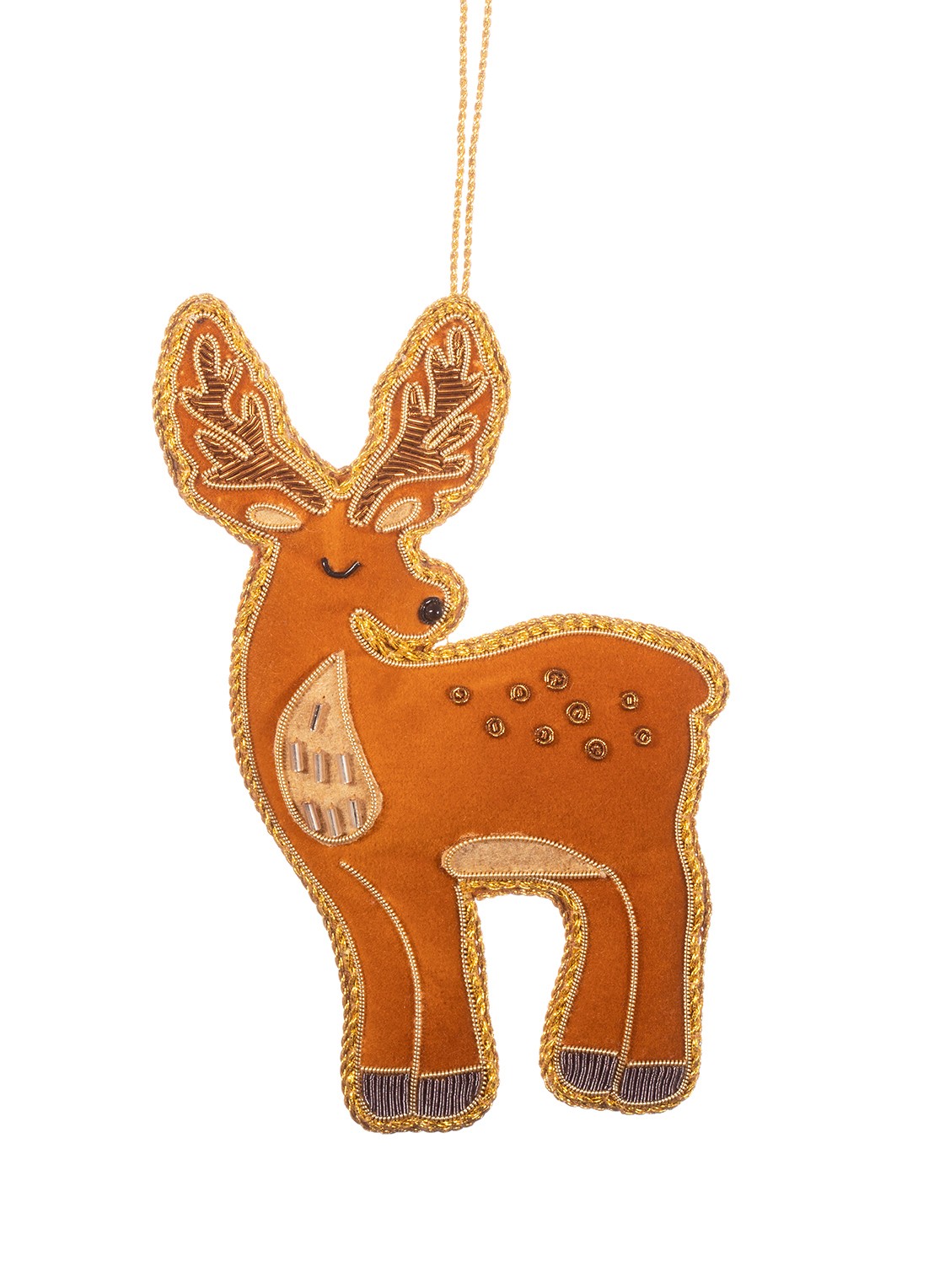 Sass & Belle Hert kersthanger 14 cm - voorkant bruin