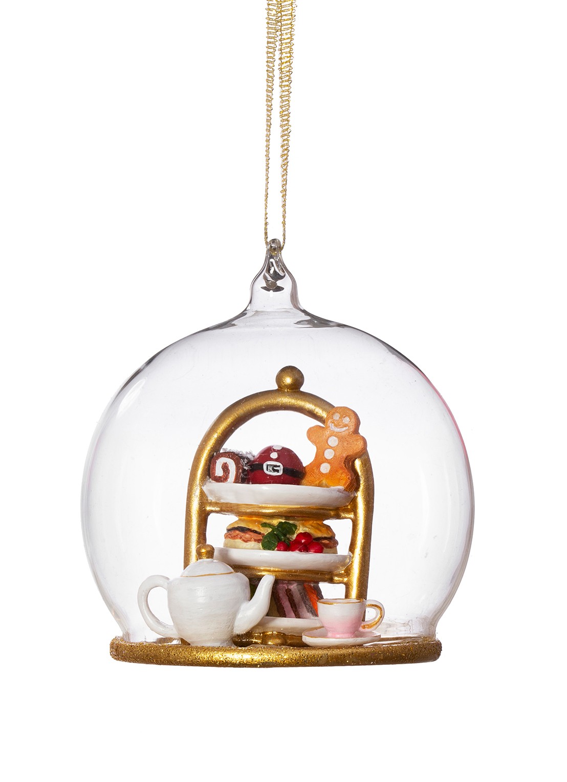 Sass & Belle High Tea kerstbal 8 cm - voorkant goud