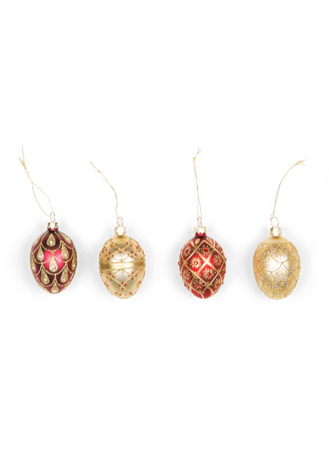 Sass & Belle Kerstbal set van 4 4,5 cm - voorkant goud