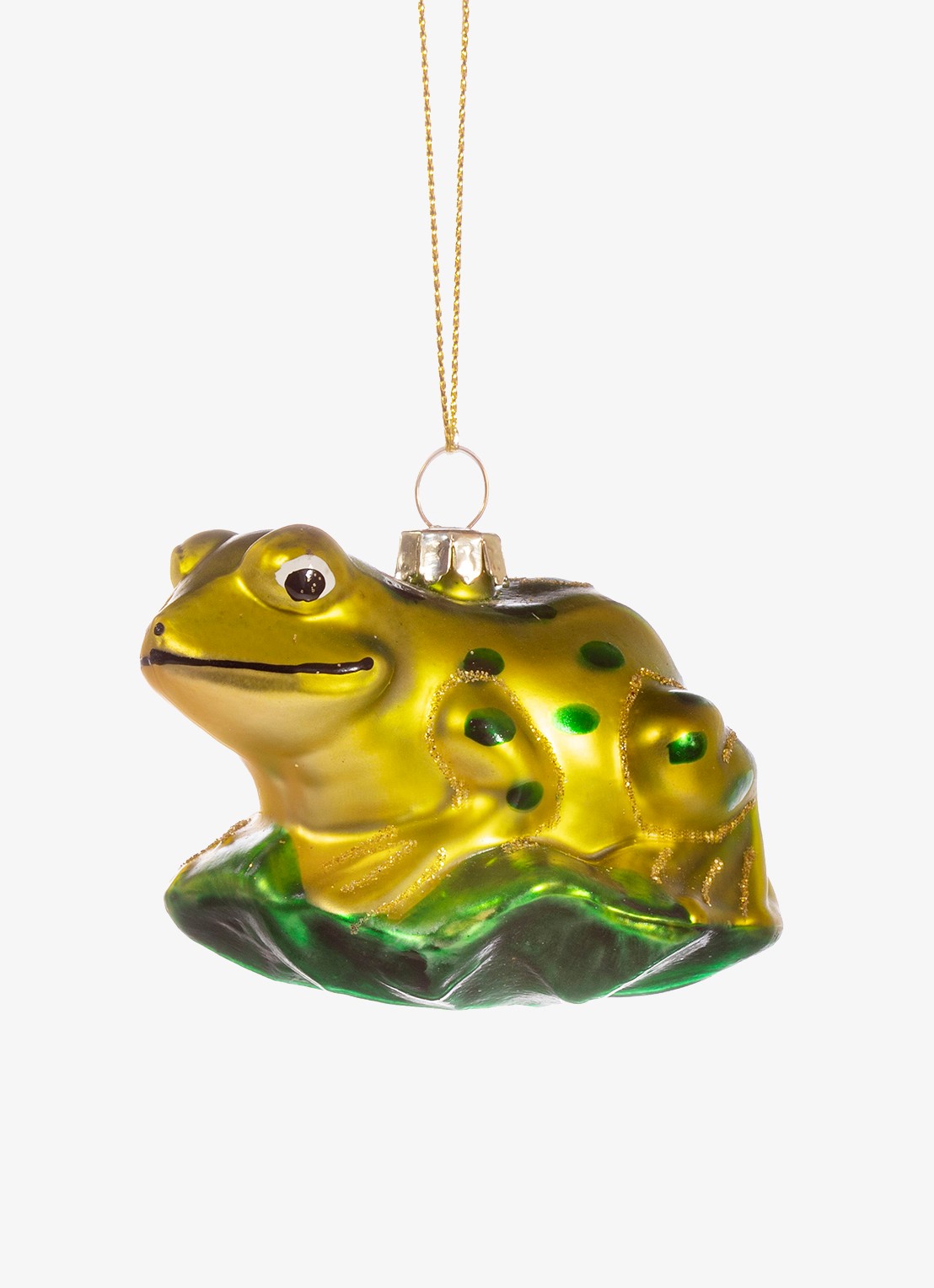 Sass & Belle Kikker kersthanger 5 cm - voorkant groen