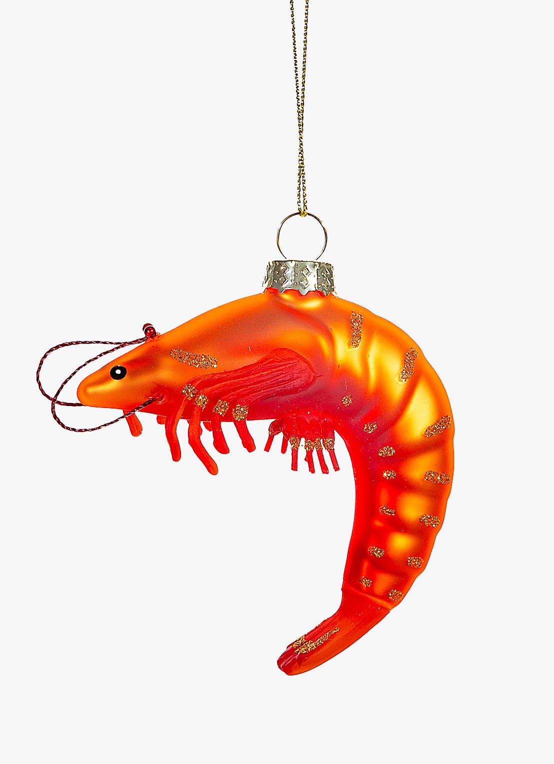 Sass & Belle Reuzengarnaal kersthanger 8,5 cm - voorkant rood