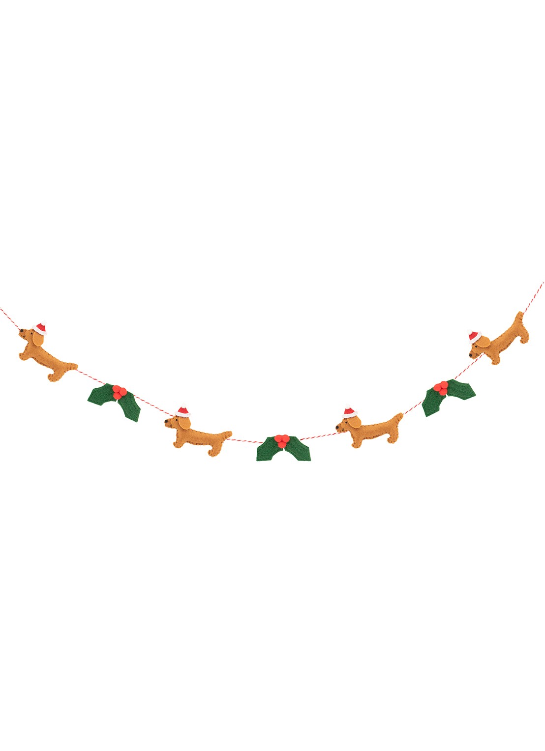 Sass & Belle Teckel kerstslinger 150 cm - voorkant bruin
