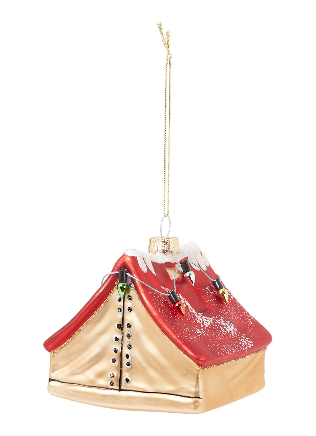 Sass & Belle Tent kersthanger 9 cm  - voorkant 2 steenrood