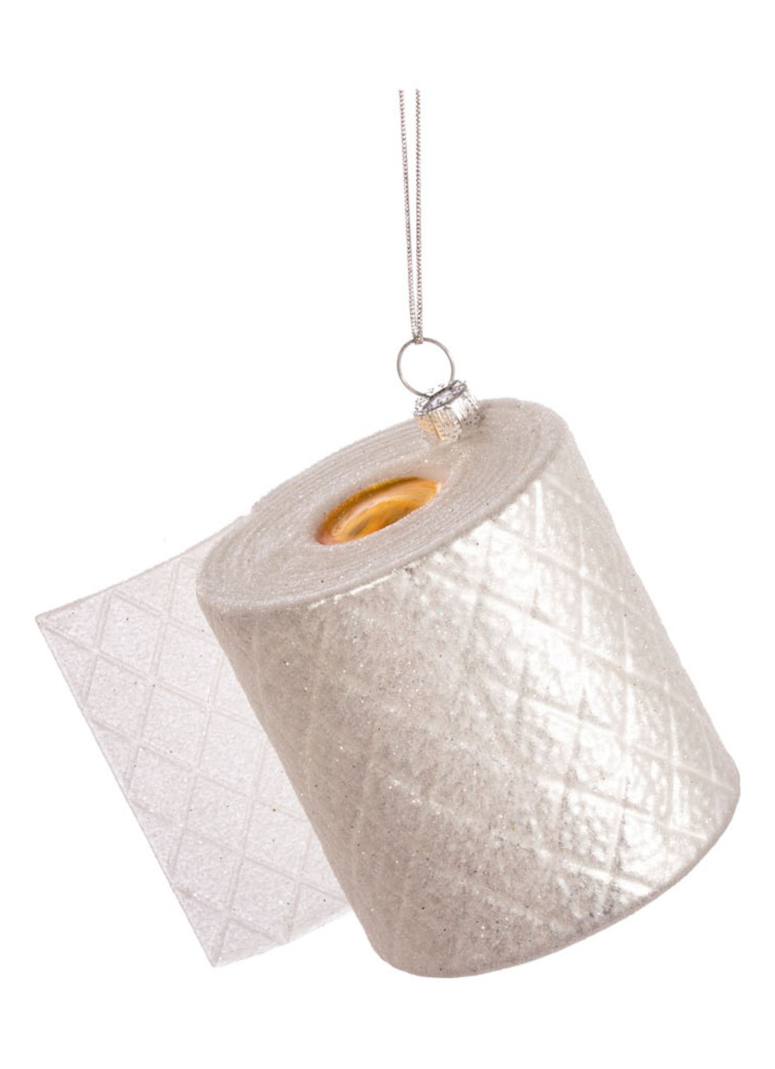 Sass & Belle Toiletpapier kersthanger 13 cm - voorkant zilver