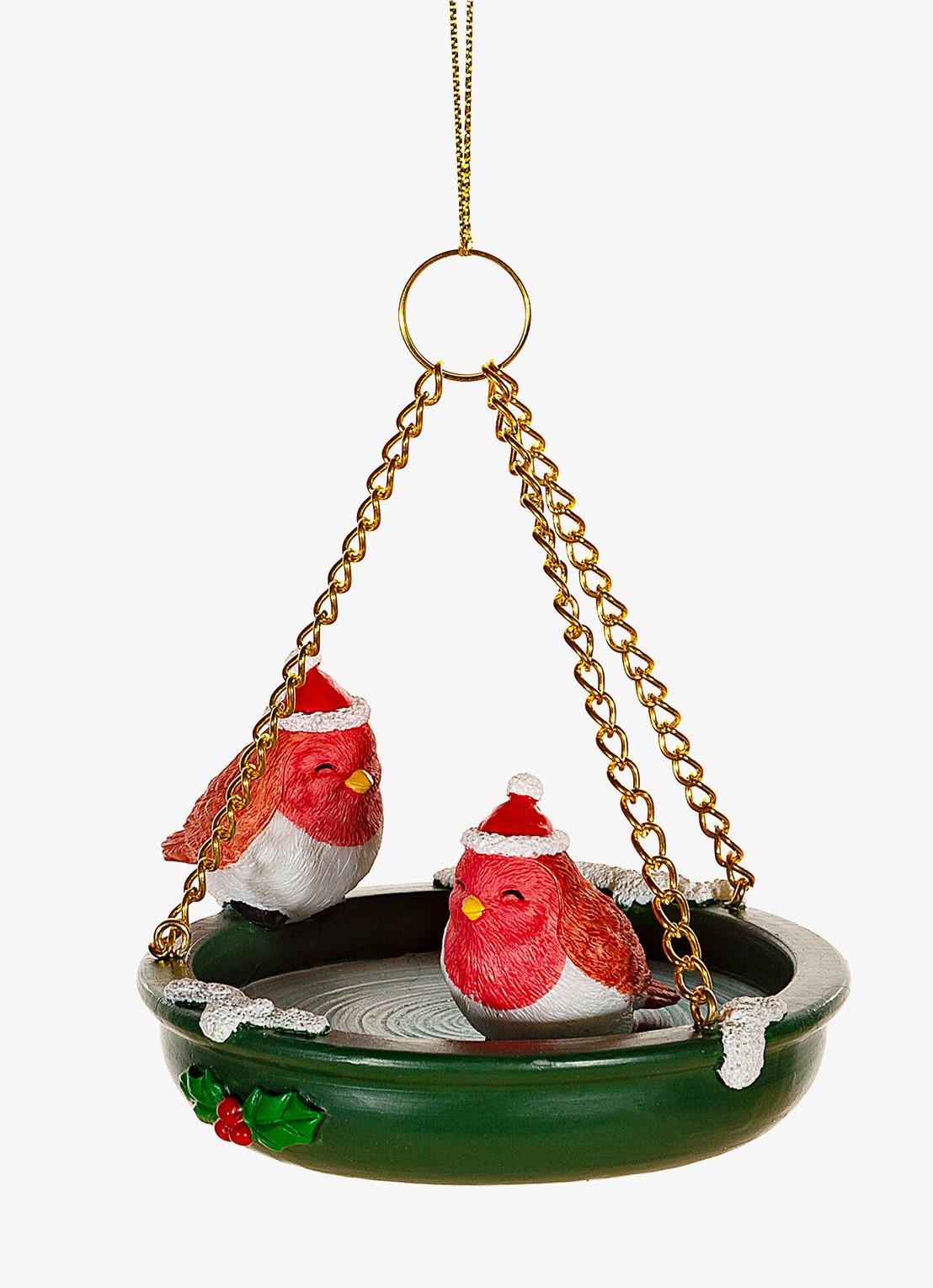 Sass & Belle Vogelbad kersthanger 6,8 cm - detail groen