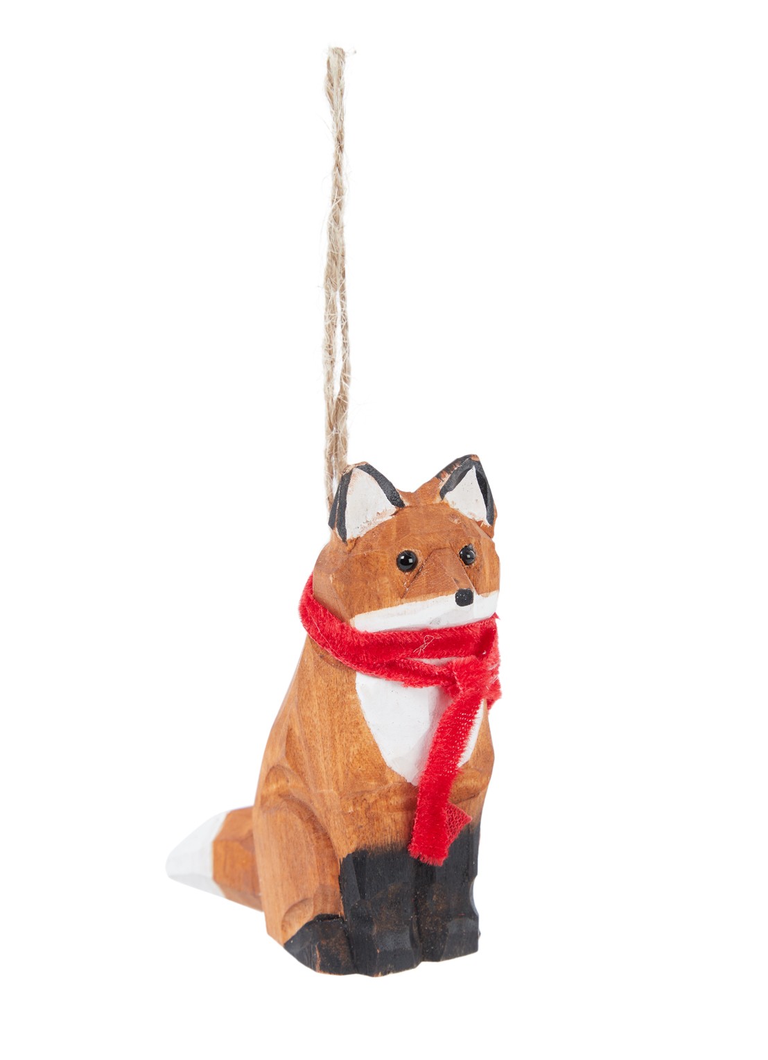 Sass & Belle Vos kersthanger 7 cm - voorkant cognac