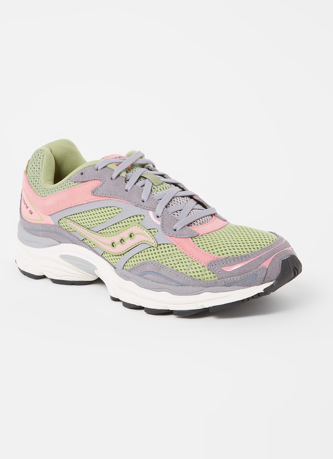 Saucony ProGrid Omni 9 sneaker met suède details - voorkant 5 grijs