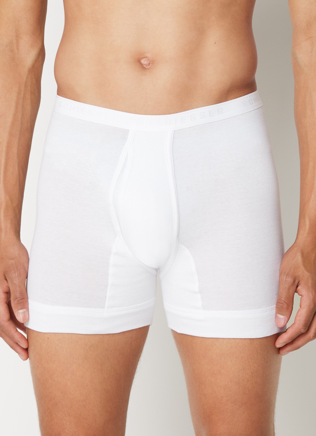 Schiesser Boxershort in uni - detail wit