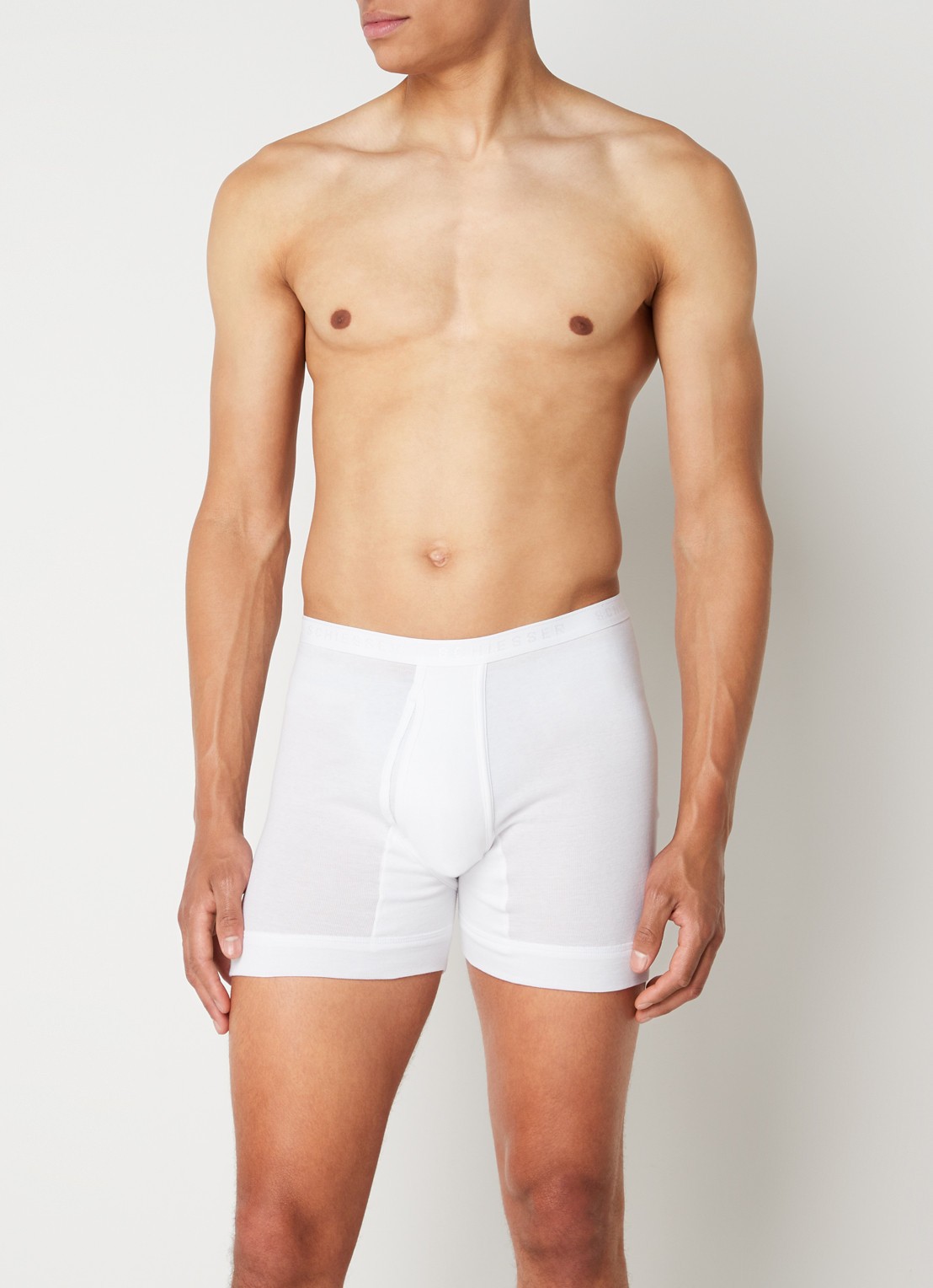Schiesser Boxershort in uni - voorkant 4 wit