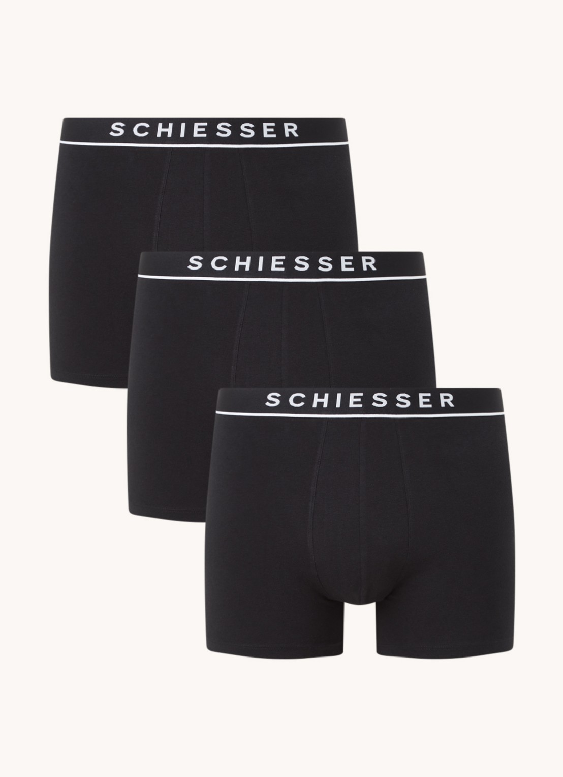 Schiesser Boxershorts met logoband in 3-pack - detail zwart