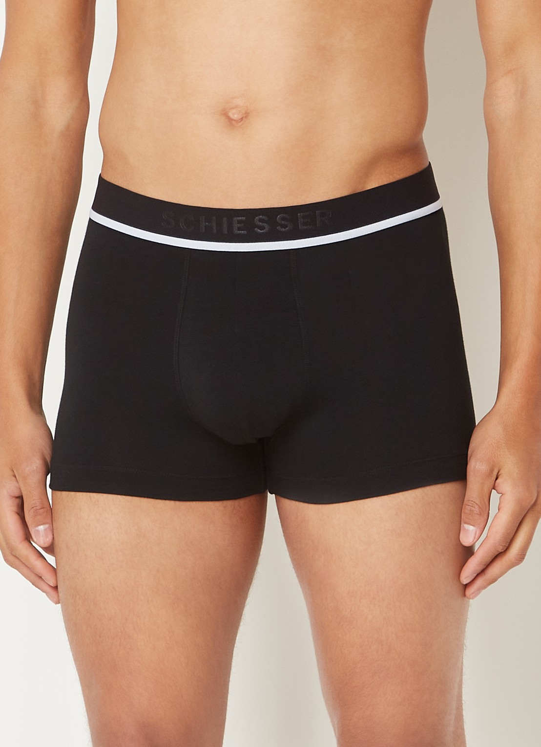Schiesser Boxershorts met logoband in 3-pack - voorkant 2 zwart