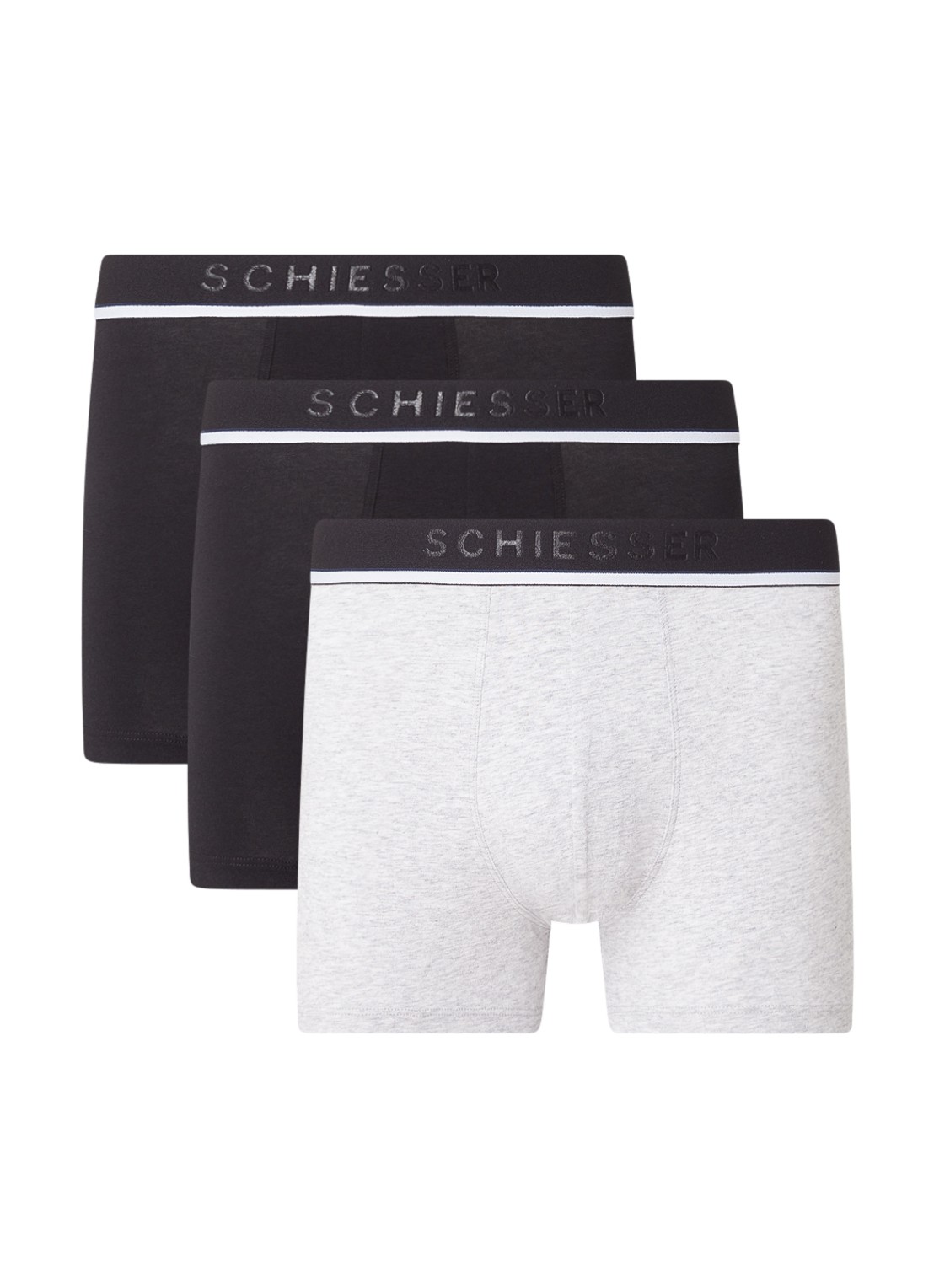 Schiesser Boxershorts met logoband in 3-pack - detail grijs