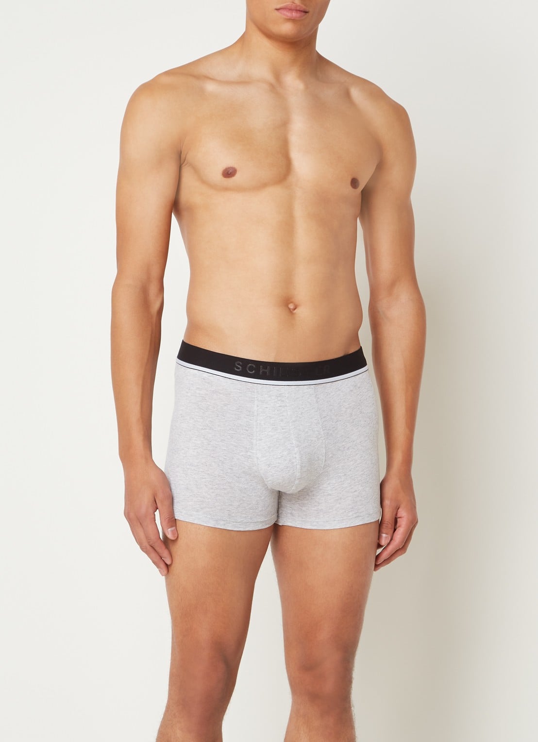 Schiesser Boxershorts met logoband in 3-pack - voorkant 3 grijs
