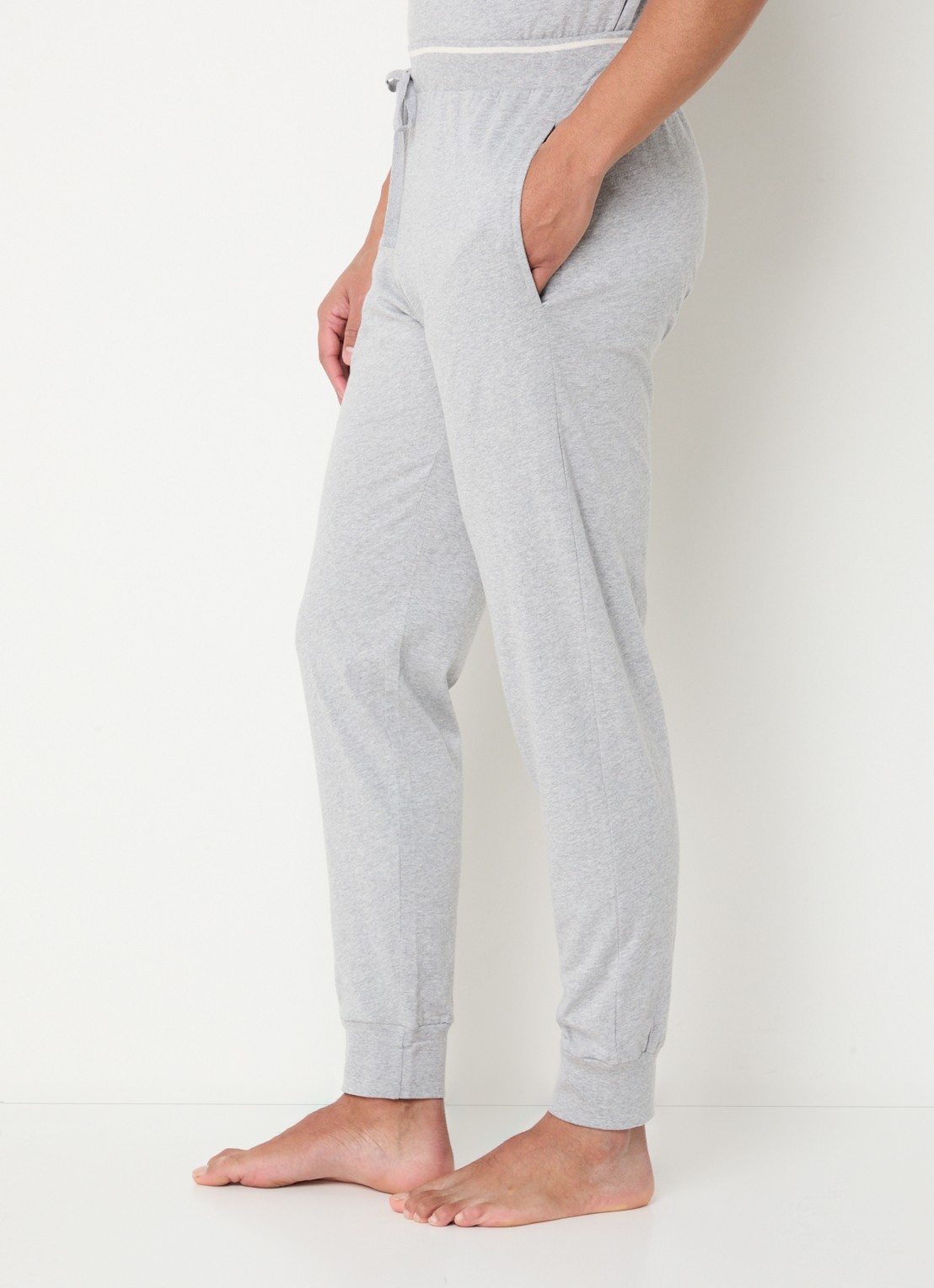 Schiesser Pyjamabroek met steekzakken - detail 2 grijsmele