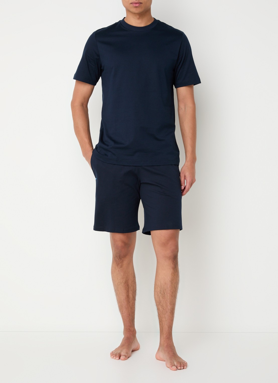 Schiesser Pyjamatop van  katoen - voorkant 2 donkerblauw