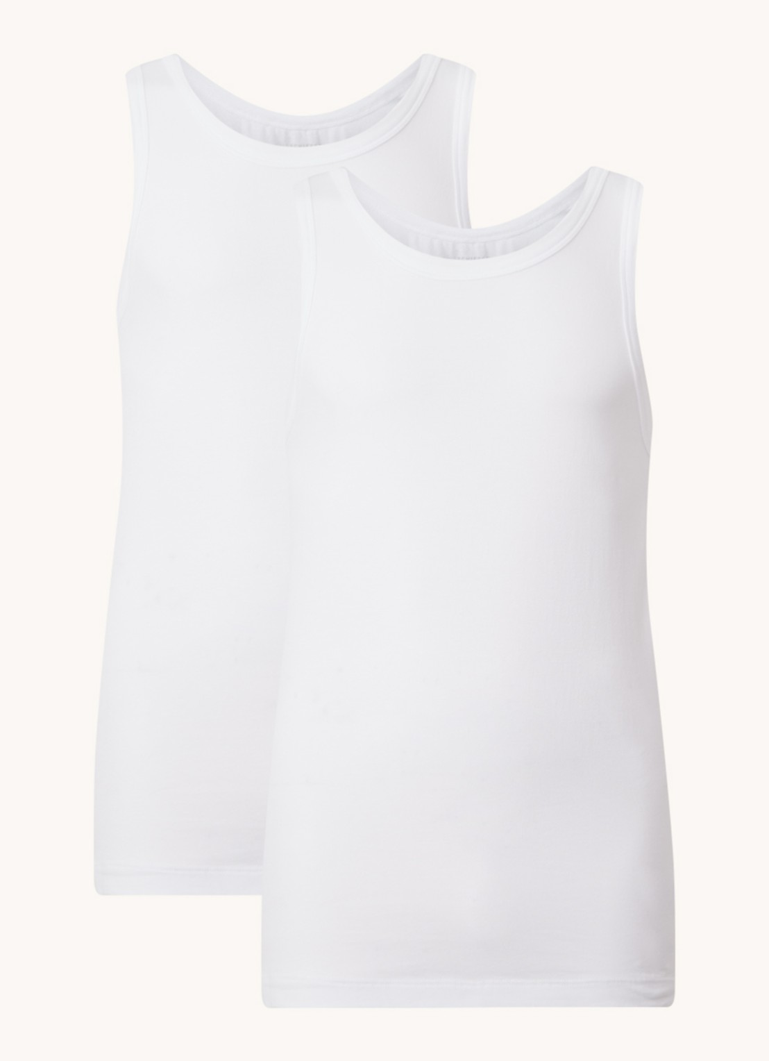 Schiesser Singlet van  katoen in 2-pack - voorkant 2 wit