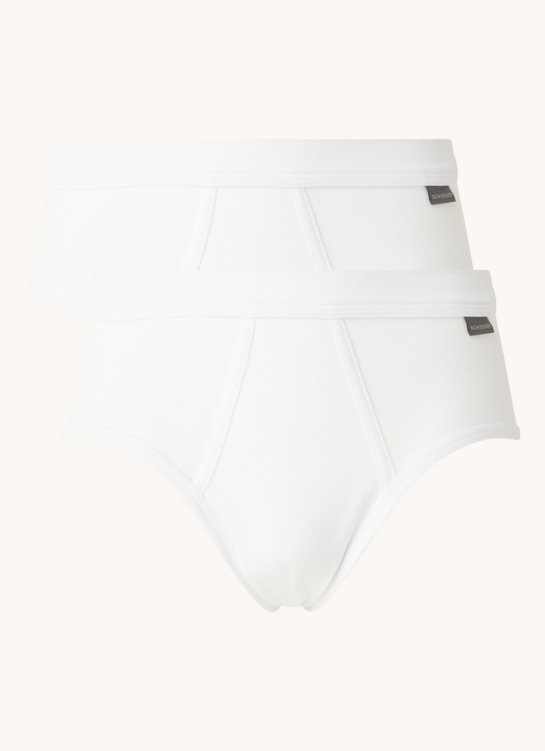 Schiesser Slip van katoen in 2-pack - voorkant 3 wit