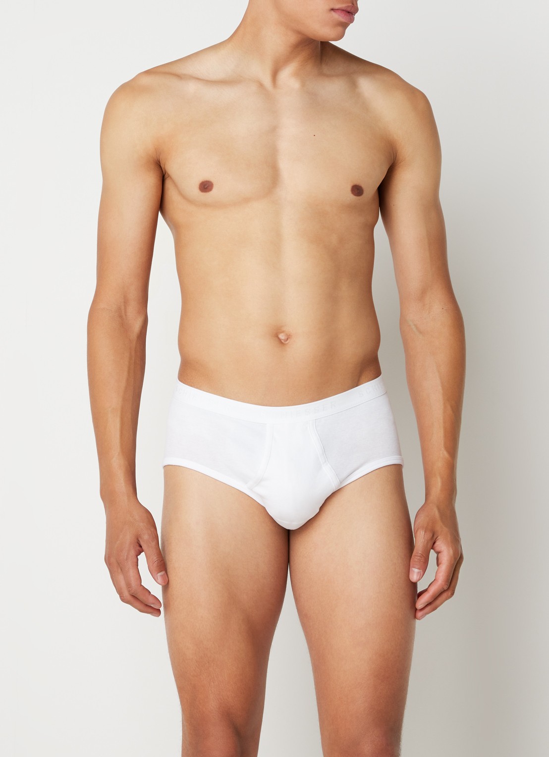 Schiesser Slips in uni in 2-pack - voorkant 4 wit