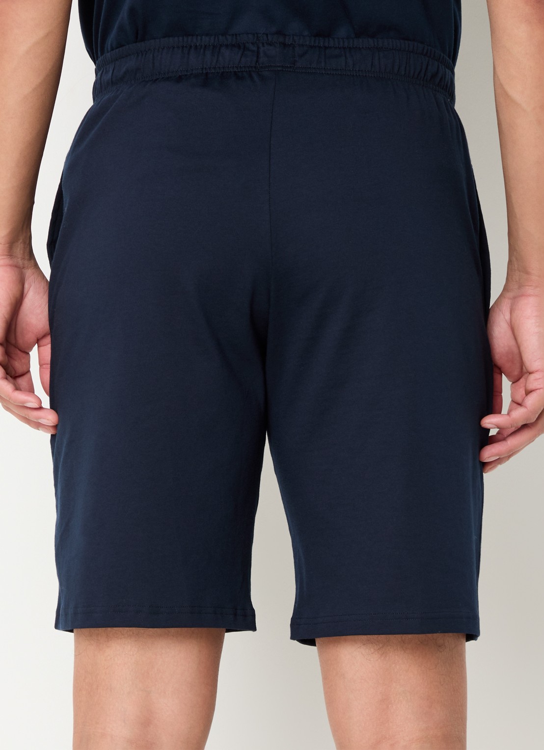 Schiesser Straight fit korte pyjamabroek met steekzakken - achterkant donkerblauw