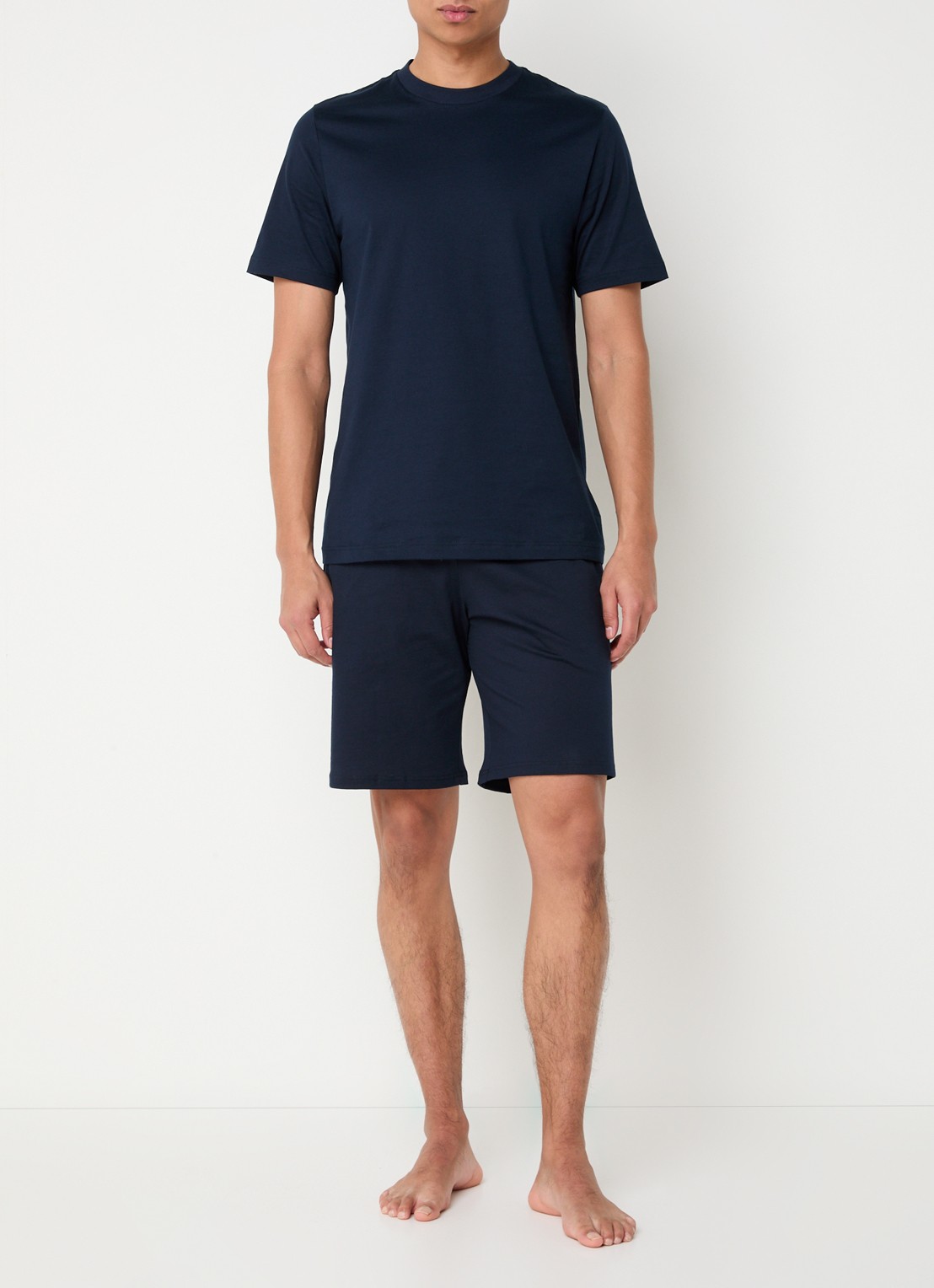 Schiesser Straight fit korte pyjamabroek met steekzakken - voorkant 4 donkerblauw