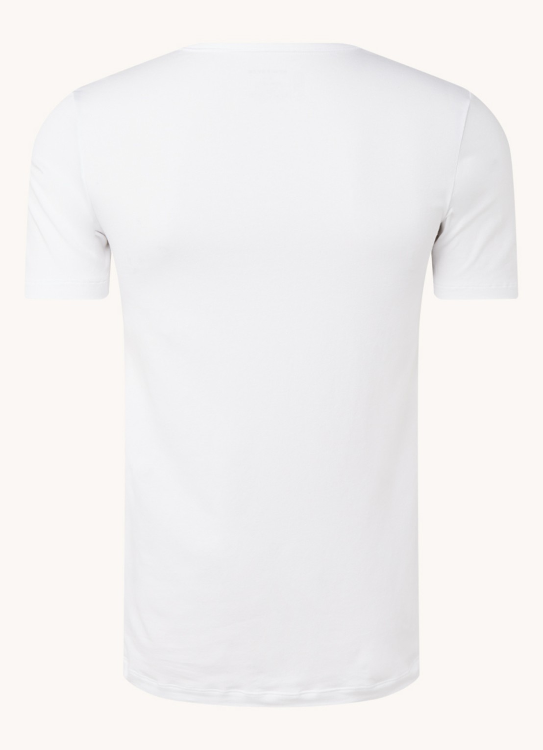 Schiesser T-shirt van  katoen met V-hals in 2-pack - achterkant wit