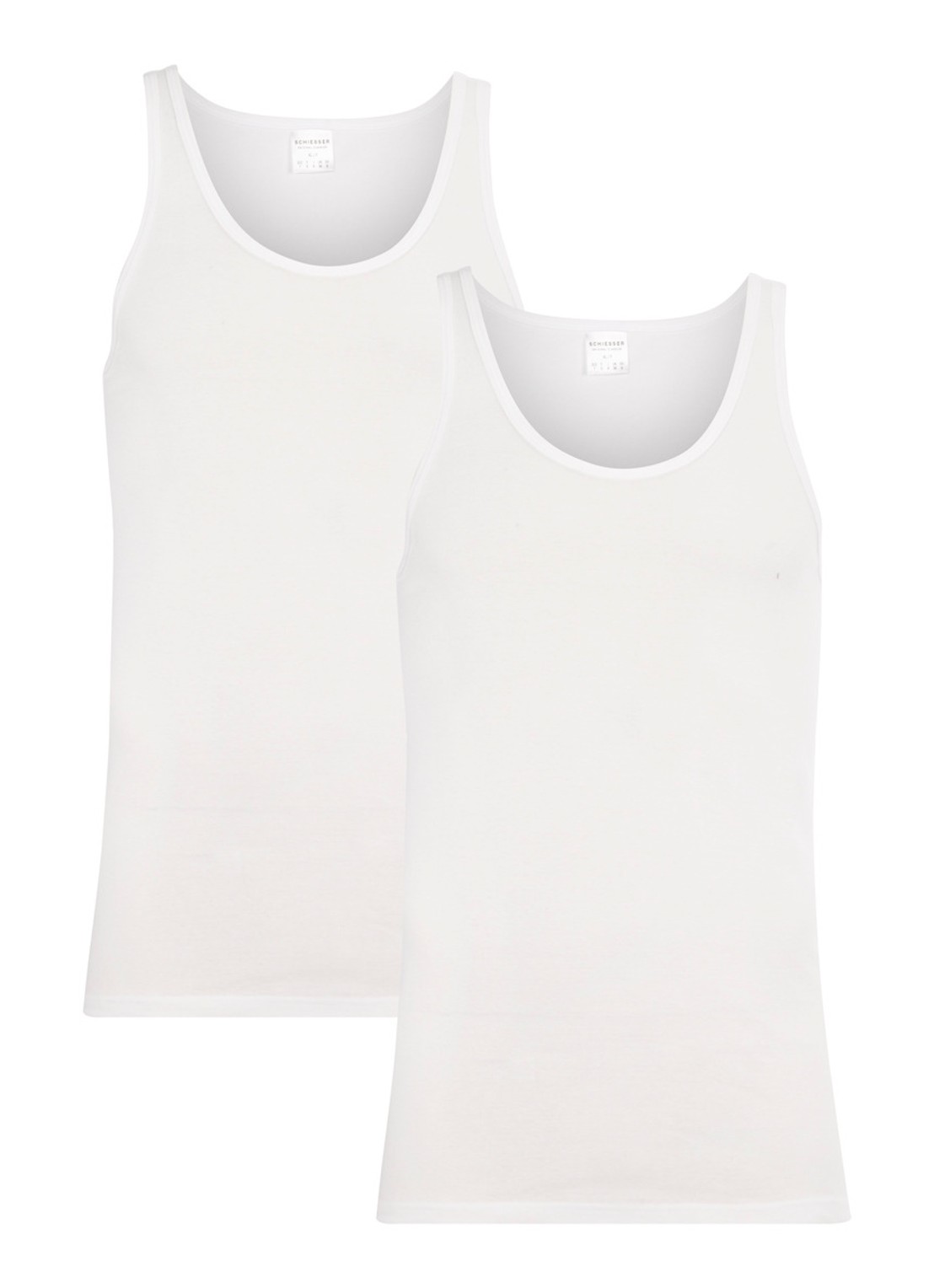 Schiesser Tanktop in uni in 2-pack - voorkant wit