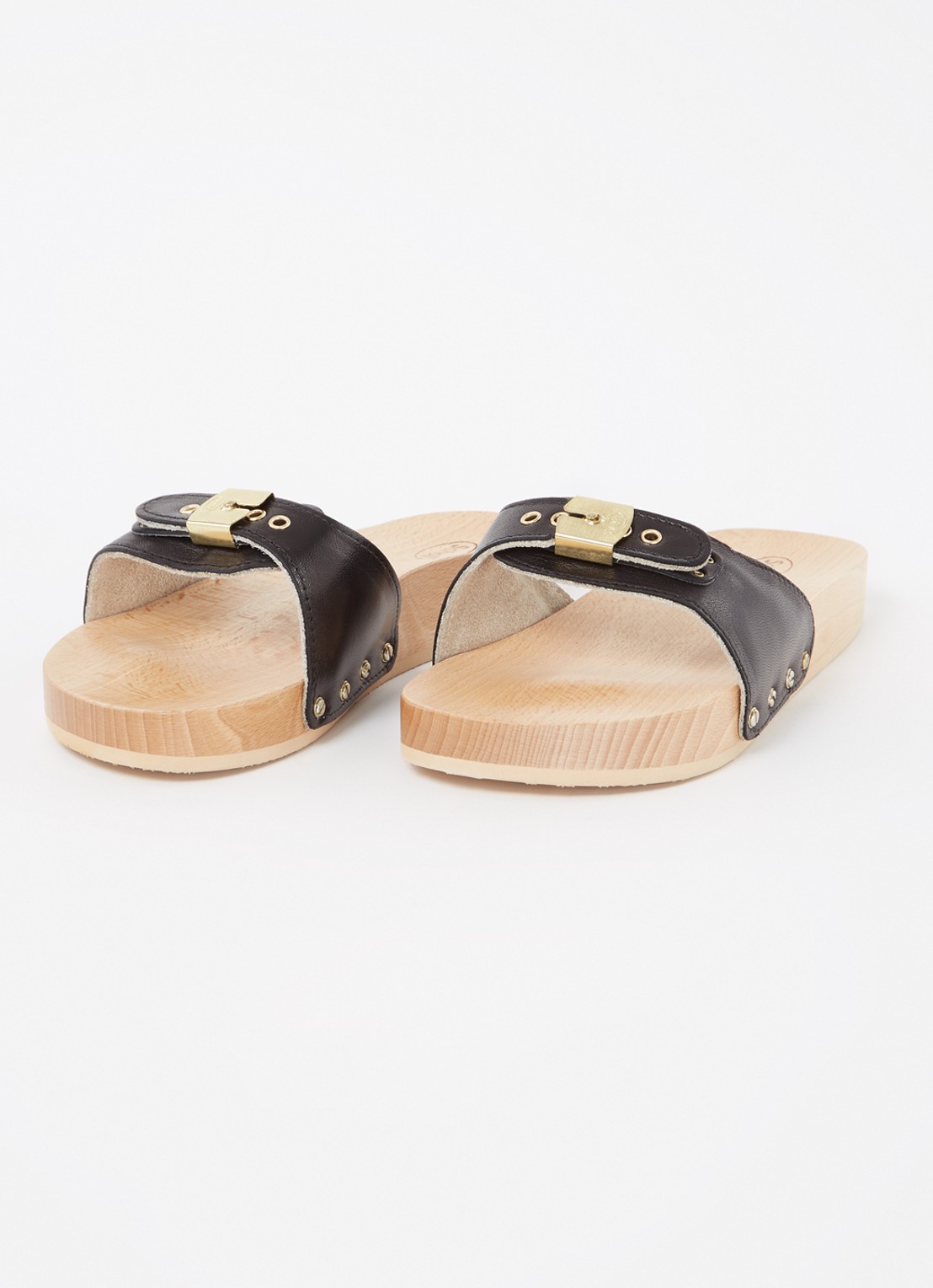 Scholl Persura slipper van leer - detail 2 zwart